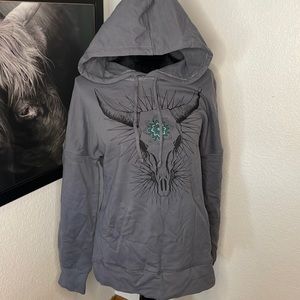 Long Grey Skull Hoodie